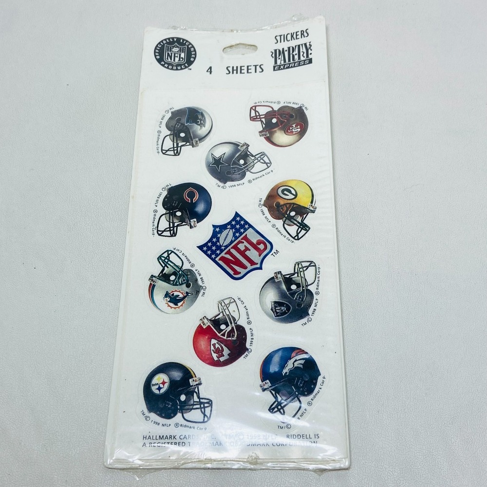 Vintage NFL Teams Riddell Hallmark Stickers‎ 1990s 4 Sheets Party Express